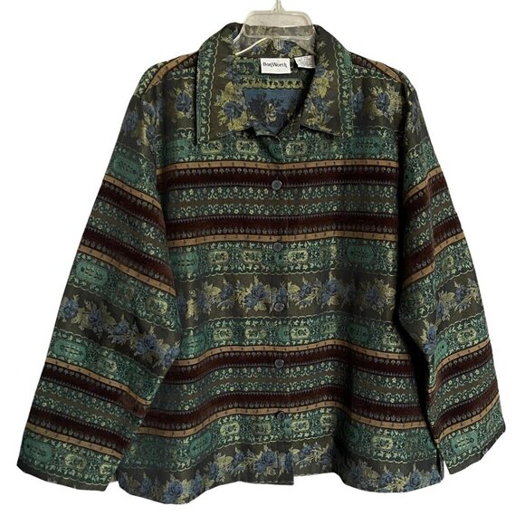 BonWorth Women's Green Floral Blazer Size XL - Picture 1 of 6
